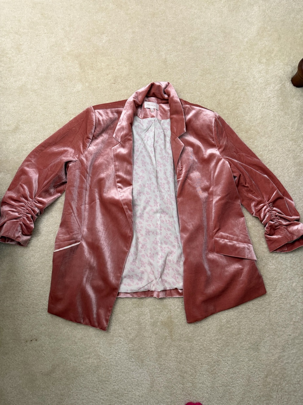 Skies Are Blue Dusty Rose Velvet Blazer